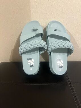 Sam & Libby Braided Slide Sandals in Pale Blue